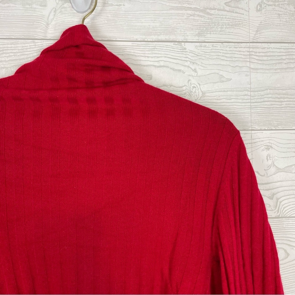 Nordstrom Red Wool/Cashmere Blend Ribbed Cardigan Size Large - Picture 6 of 6